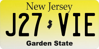 NJ license plate J27VIE