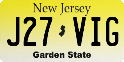 NJ license plate J27VIG