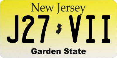 NJ license plate J27VII