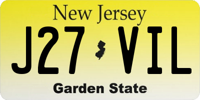 NJ license plate J27VIL