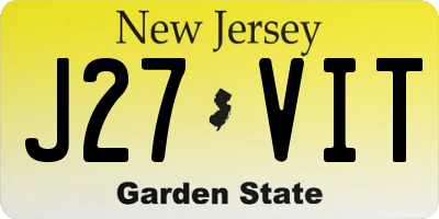 NJ license plate J27VIT