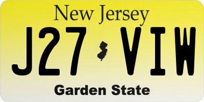 NJ license plate J27VIW