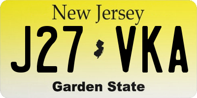 NJ license plate J27VKA