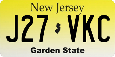 NJ license plate J27VKC