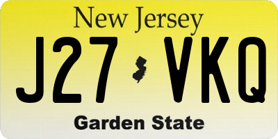 NJ license plate J27VKQ