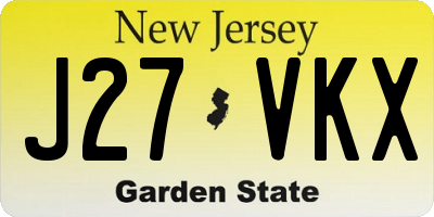 NJ license plate J27VKX