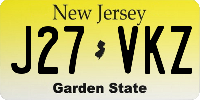 NJ license plate J27VKZ