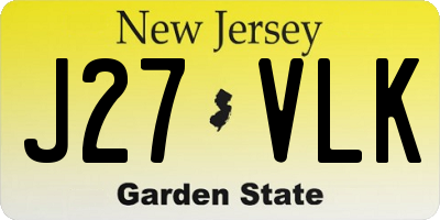 NJ license plate J27VLK