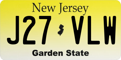 NJ license plate J27VLW