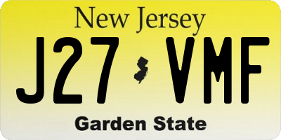 NJ license plate J27VMF