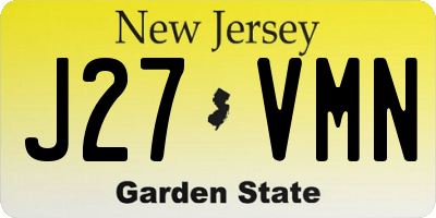 NJ license plate J27VMN