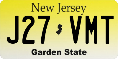 NJ license plate J27VMT