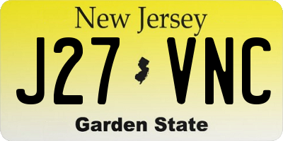 NJ license plate J27VNC