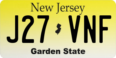 NJ license plate J27VNF
