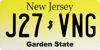 NJ license plate J27VNG