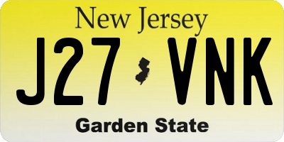 NJ license plate J27VNK