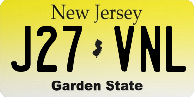 NJ license plate J27VNL