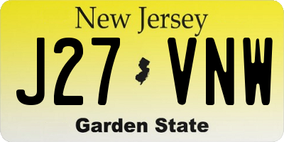 NJ license plate J27VNW