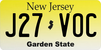 NJ license plate J27VOC