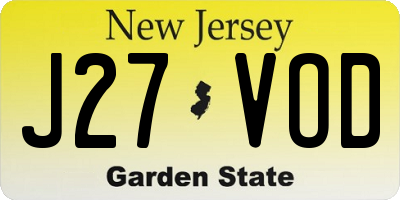 NJ license plate J27VOD