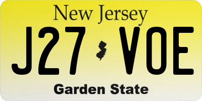 NJ license plate J27VOE