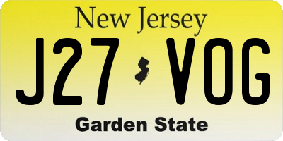 NJ license plate J27VOG