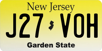 NJ license plate J27VOH
