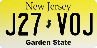 NJ license plate J27VOJ