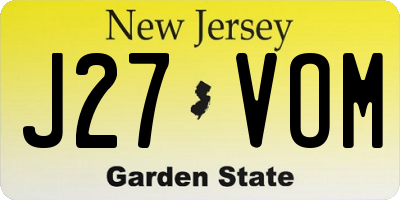 NJ license plate J27VOM