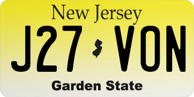 NJ license plate J27VON