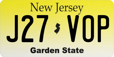 NJ license plate J27VOP