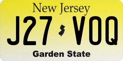NJ license plate J27VOQ
