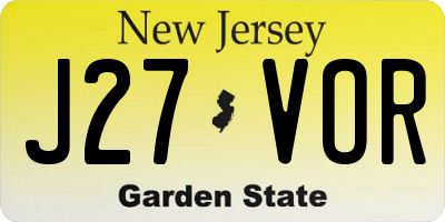 NJ license plate J27VOR