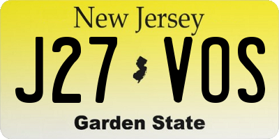 NJ license plate J27VOS