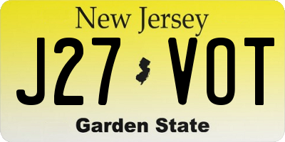 NJ license plate J27VOT