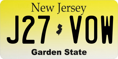 NJ license plate J27VOW