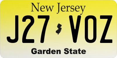 NJ license plate J27VOZ