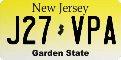 NJ license plate J27VPA