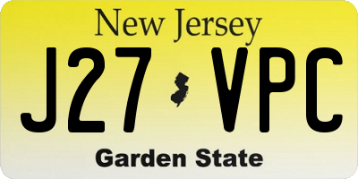 NJ license plate J27VPC