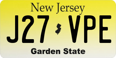 NJ license plate J27VPE