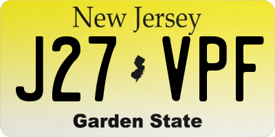 NJ license plate J27VPF