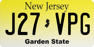 NJ license plate J27VPG