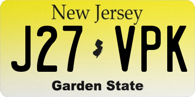 NJ license plate J27VPK