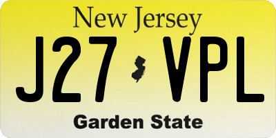 NJ license plate J27VPL