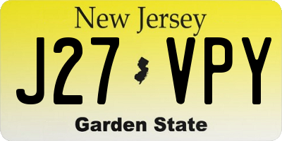 NJ license plate J27VPY