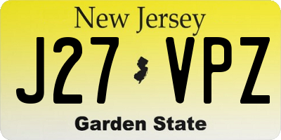 NJ license plate J27VPZ