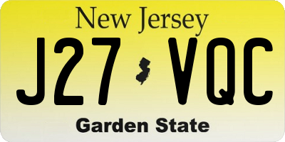 NJ license plate J27VQC