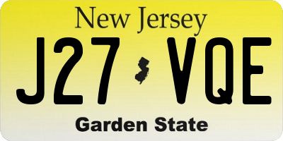 NJ license plate J27VQE