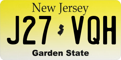 NJ license plate J27VQH