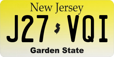 NJ license plate J27VQI